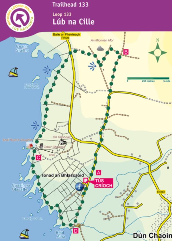 map of dún chaoin kerry ireland showing lub na cille walking trail on wild atlantic way