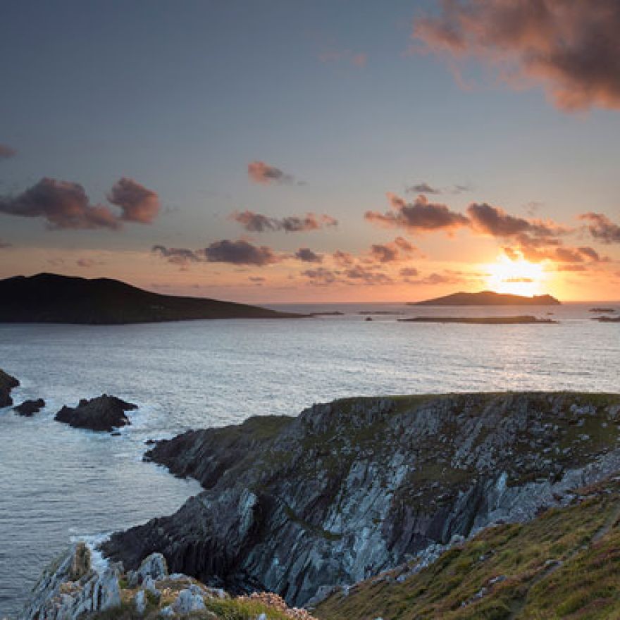 sunset over the blasket islands from slea head dingle peninsula ireland