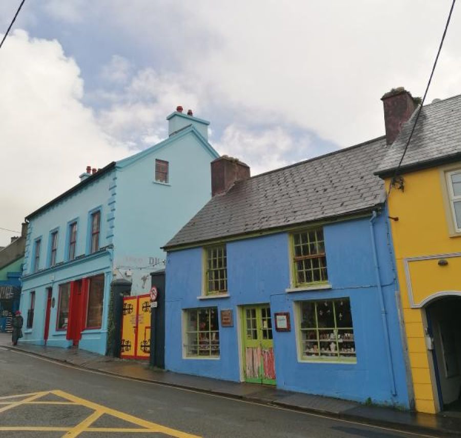 Photo of some colourful businesses on Green street in Dingle Town 