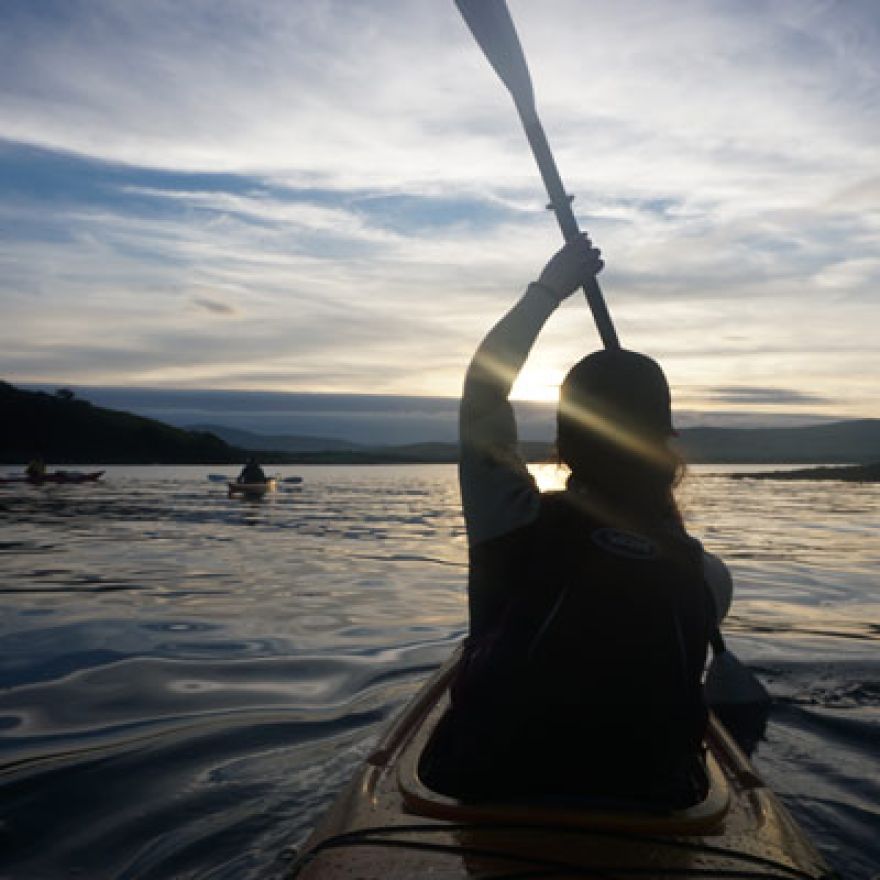 kayaking at sunset in Dingle Harbour