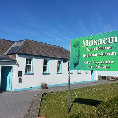front of museum and sign  in Ballyferriter Dingle Peninsula Ireland