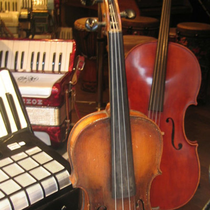 musical instruments accordion cello and fiddle
