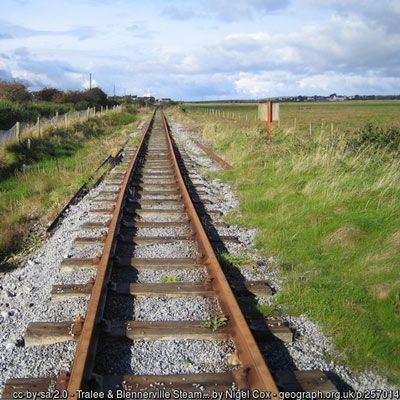 image of Tralee Dingle Railway track going towards Blennerville - photo by Nigel Cox